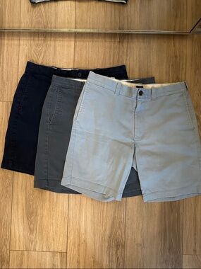 J. Crew Men's Cotton Chino Shorts - Light Blue, Gray, Navy Trio